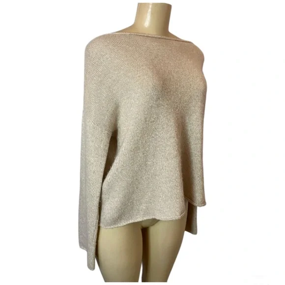 W.Cashmere Cora Boat Neck Sweater Linen Cashmere Blend Beige Oversized Size XS - Picture 2 of 6